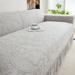 Elastic Jacquard Fabric Style of Skirt Sofa Cover Stretch Couch Cover Sectional L Shape Sofa Slipcover Corner Case for Living Room 1/2/3/4 Seat