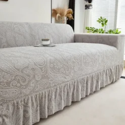 Elastic Jacquard Fabric Style of Skirt Sofa Cover Stretch Couch Cover Sectional L Shape Sofa Slipcover Corner Case for Living Room 1/2/3/4 Seat