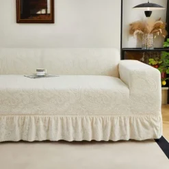 Elastic Jacquard Fabric Style of Skirt Sofa Cover Stretch Couch Cover Sectional L Shape Sofa Slipcover Corner Case for Living Room 1/2/3/4 Seat
