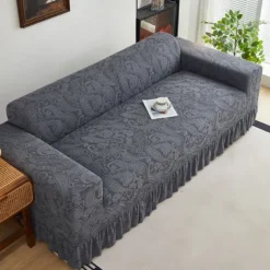 Elastic Jacquard Fabric Style of Skirt Sofa Cover Stretch Couch Cover Sectional L Shape Sofa Slipcover Corner Case for Living Room 1/2/3/4 Seat
