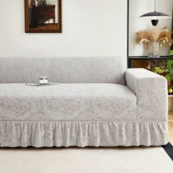 Elastic Jacquard Fabric Style of Skirt Sofa Cover Stretch Couch Cover Sectional L Shape Sofa Slipcover Corner Case for Living Room 1/2/3/4 Seat