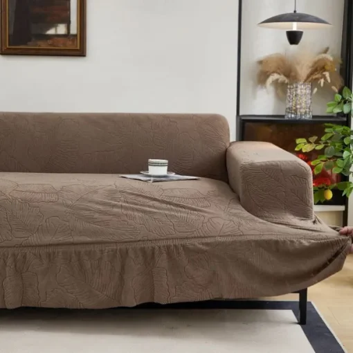 Elastic Jacquard Fabric Style of Skirt Sofa Cover Stretch Couch Cover Sectional L Shape Sofa Slipcover Corner Case for Living Room 1/2/3/4 Seat