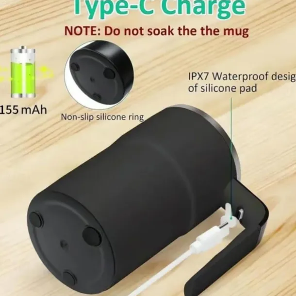 Electric Magnetic Mug Self Stirring Coffee Mug 13oz, Rechargeable Auto Mixing Mug with LED Temperature Display, SUS 304 Stainless Steel, Spill-Proof Lid, for Home, Office, Travel, Gift for Coffee Love