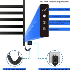 Electric Towel Warmers Radiator, Wall-Mounted Electric Towel Rack, 180° Rotation Smart Constant Temperature Towel Warmer, Heated Radiator Bathroom Accessories, Electric Towel Dryer