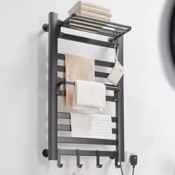Electric Towel Warmers Radiator, Wall-Mounted & Freestanding Heated Towel Drying Rack, Aluminum Alloy Heated Towel Rail for Bathroom