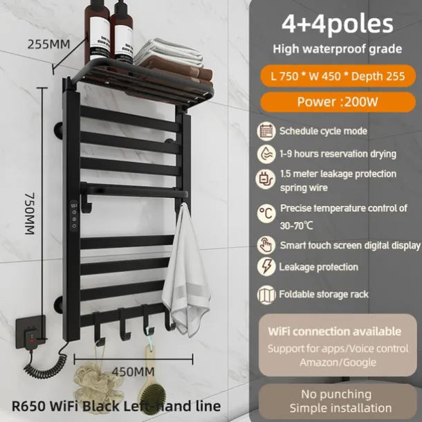 Electric Towel Warmers Radiator, Wall-Mounted & Freestanding Heated Towel Drying Rack, Aluminum Alloy Heated Towel Rail for Bathroom