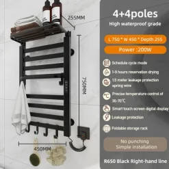 Electric Towel Warmers Radiator, Wall-Mounted & Freestanding Heated Towel Drying Rack, Aluminum Alloy Heated Towel Rail for Bathroom