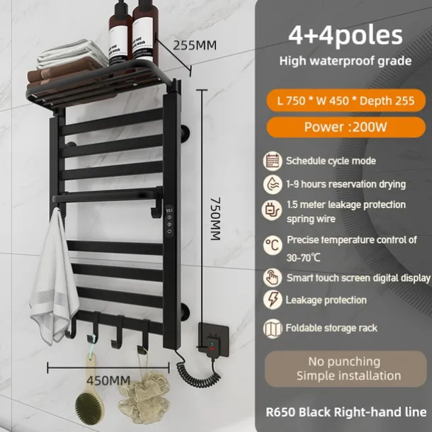 Electric Towel Warmers Radiator, Wall-Mounted & Freestanding Heated Towel Drying Rack, Aluminum Alloy Heated Towel Rail for Bathroom