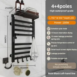 Electric Towel Warmers Radiator, Wall-Mounted & Freestanding Heated Towel Drying Rack, Aluminum Alloy Heated Towel Rail for Bathroom