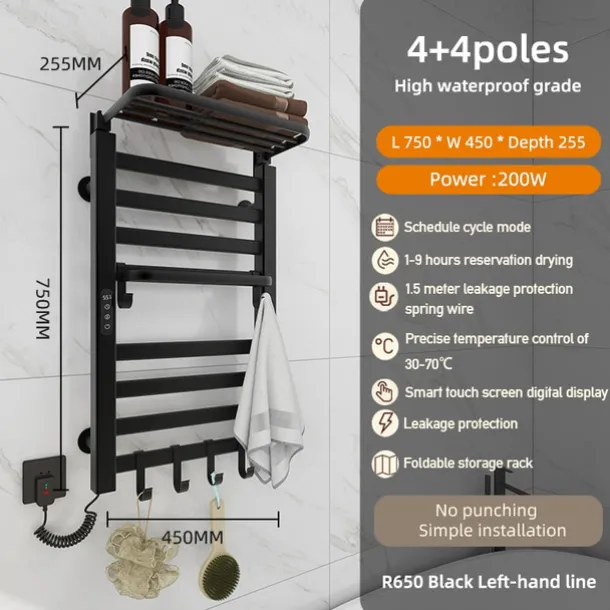 Electric Towel Warmers Radiator, Wall-Mounted & Freestanding Heated Towel Drying Rack, Aluminum Alloy Heated Towel Rail for Bathroom