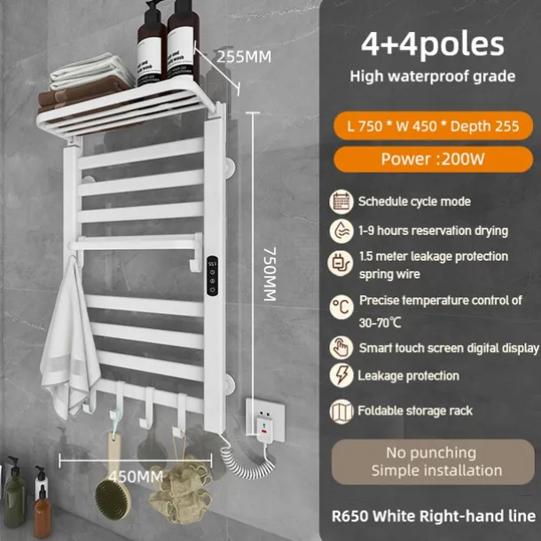 Electric Towel Warmers Radiator, Wall-Mounted & Freestanding Heated Towel Drying Rack, Aluminum Alloy Heated Towel Rail for Bathroom