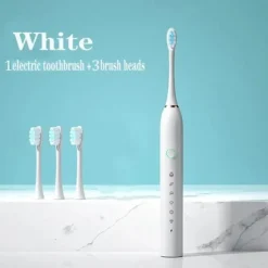 Electric USB Rechargeable Toothbrush for Adults and Teens, with 4 Brush Heads, Smart Timer, 5 Modes, IPX7 Waterproof, Teeth Whitening, Fast Charging and Long Lasting Battery