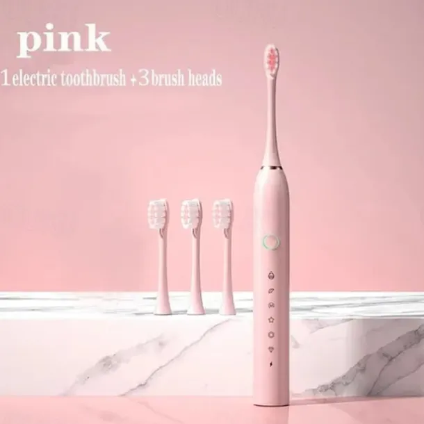 Electric USB Rechargeable Toothbrush for Adults and Teens, with 4 Brush Heads, Smart Timer, 5 Modes, IPX7 Waterproof, Teeth Whitening, Fast Charging and Long Lasting Battery
