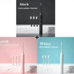 Electric USB Rechargeable Toothbrush for Adults and Teens, with 4 Brush Heads, Smart Timer, 5 Modes, IPX7 Waterproof, Teeth Whitening, Fast Charging and Long Lasting Battery