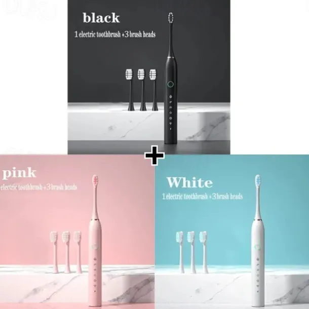 Electric USB Rechargeable Toothbrush for Adults and Teens, with 4 Brush Heads, Smart Timer, 5 Modes, IPX7 Waterproof, Teeth Whitening, Fast Charging and Long Lasting Battery