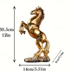 Elegant Resin Horse Statues, A Set of Three Majestic Horses in Black, White, and Golden, Perfect for Home Decor, Suitable for Entryways, Bar Carts, Living Rooms, and Offices