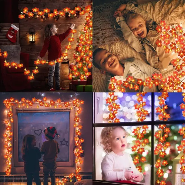 Elegant Wedding Party Reception Maple Leaf Pumpkin String Lights – 10/20/40LED USB Battery Powered Fall Garland for Autumn Home Decor 1.5/3/6M for Halloween