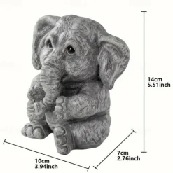 Elephant Figurine Ornament - Resin Animal Garden Statue for Outdoor, Patio, Home Decor - Versatile Hanging Attachment for All Season Celebrations Including Christmas, Halloween, Easter