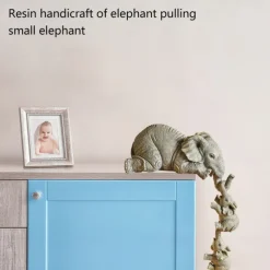 Elephant Resin Ornaments Three-piece Decorations 3 Elephant Mothers and Two Babies Hanging on The Edge of Handicraft Statues