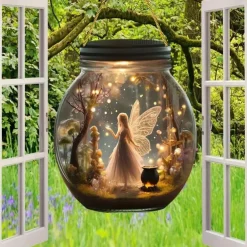 Elf-Themed Agate Shaped Light Catcher - Multifunctional Fairy Princess Plaque for Bedroom, Living Room, Kitchen, Door, Window, Garden Decoration