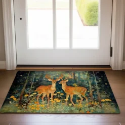 Elk Animal Doormat Floor Mats Washable Rugs Kitchen Mat Non-Slip Oil Proof Rug Indoor Outdoor Mat Bedroom Decor Bathroom Mat Entrance Rug
