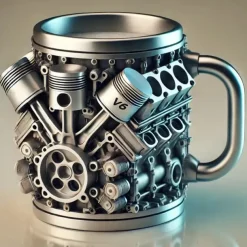 Engines Stainless Steel Mug, Creative Resin and Stainless Steel Coffee Cup, Unique Personality Drinkware, Stylish Whiskey Glass, Perfect Gift and Decorative Figurine for Home and Office