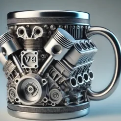 Engines Stainless Steel Mug, Creative Resin and Stainless Steel Coffee Cup, Unique Personality Drinkware, Stylish Whiskey Glass, Perfect Gift and Decorative Figurine for Home and Office