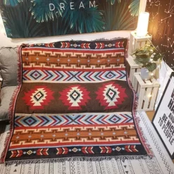 Ethnic Bohemian Mexico Blankets Outdoor Beach Picnic Blanket Striped Boho Linen Bed Blankets Plaid Sofa Mats Travel Rug Tassels