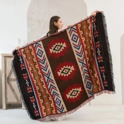 Ethnic Bohemian Mexico Blankets Outdoor Beach Picnic Blanket Striped Boho Linen Bed Blankets Plaid Sofa Mats Travel Rug Tassels