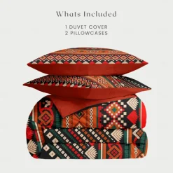 Ethnic Vintage Duvet Cover Full Size Bedding Set Bed Sets Quilt Cover Soft Lightweight Comforter Cover with 2 Pillowcases for Summer Spring