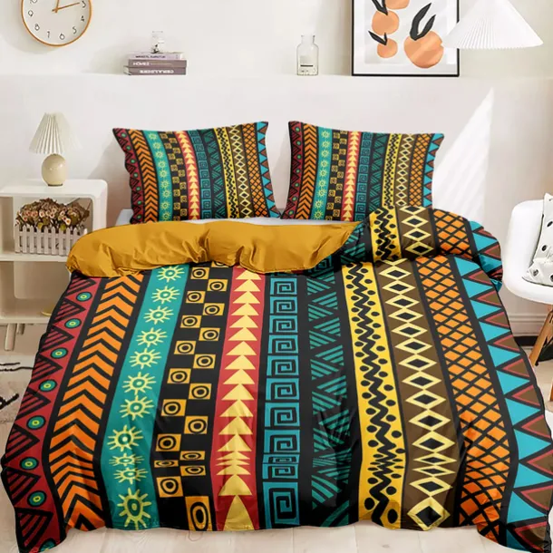Ethnic Vintage Duvet Cover Full Size Bedding Set Bed Sets Quilt Cover Soft Lightweight Comforter Cover with 2 Pillowcases for Summer Spring