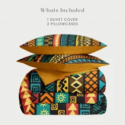 Ethnic Vintage Duvet Cover Full Size Bedding Set Bed Sets Quilt Cover Soft Lightweight Comforter Cover with 2 Pillowcases for Summer Spring