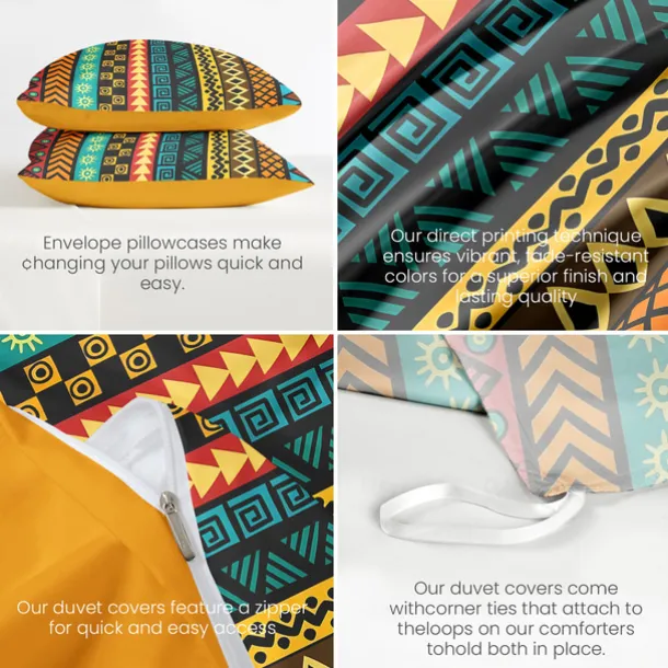 Ethnic Vintage Duvet Cover Full Size Bedding Set Bed Sets Quilt Cover Soft Lightweight Comforter Cover with 2 Pillowcases for Summer Spring