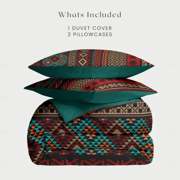 Ethnic Vintage Duvet Cover Full Size Bedding Set Bed Sets Quilt Cover Soft Lightweight Comforter Cover with 2 Pillowcases for Summer Spring