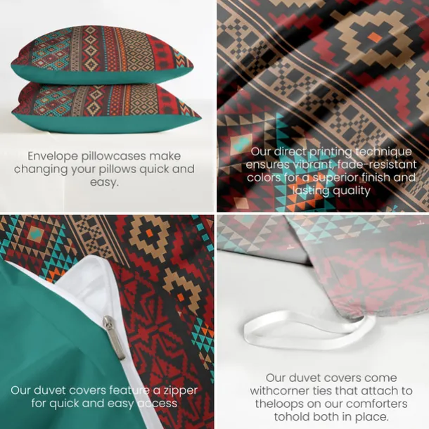 Ethnic Vintage Duvet Cover Full Size Bedding Set Bed Sets Quilt Cover Soft Lightweight Comforter Cover with 2 Pillowcases for Summer Spring