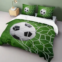 European Cup Football 3D Print 3-piece Duvet Set for Hotel Bedroom Hotel Football Fan Bedding Comfort Set 1 Duvet Cover 2 Pllowcases Queen Size Bed Set