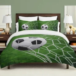 European Cup Football 3D Print 3-piece Duvet Set for Hotel Bedroom Hotel Football Fan Bedding Comfort Set 1 Duvet Cover 2 Pllowcases Queen Size Bed Set