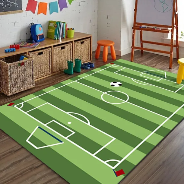 European Cup Football Field Carpet, Living Room Rug, Bedroom Bedside Carpet, Indoor Sports Field Carpet, Green Field Carpet