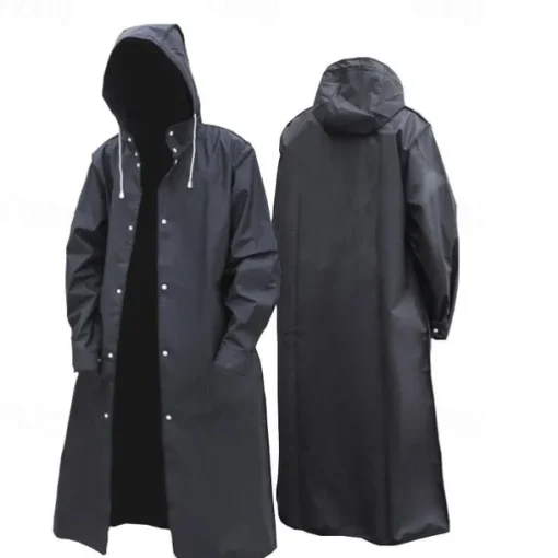 Eva Adult Wrapped Raincoat Men And Women Protective Jacket , Fashion Mountaineering Fishing Transparent Thickened Black Rain Gear