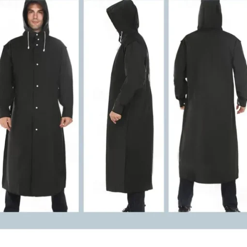 Eva Adult Wrapped Raincoat Men And Women Protective Jacket , Fashion Mountaineering Fishing Transparent Thickened Black Rain Gear