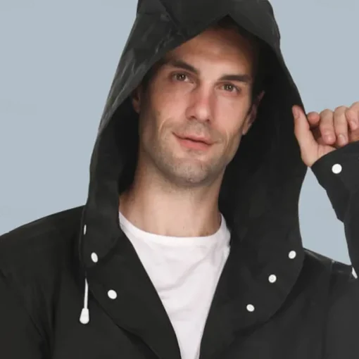 Eva Adult Wrapped Raincoat Men And Women Protective Jacket , Fashion Mountaineering Fishing Transparent Thickened Black Rain Gear