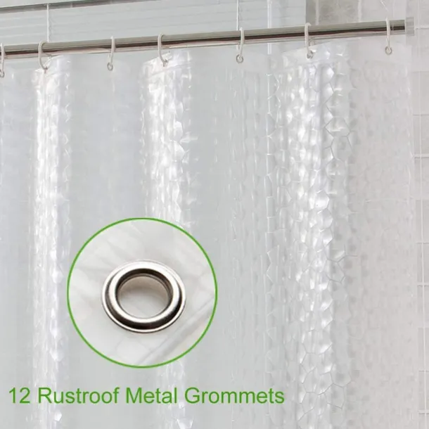 EVA Clear Shower Curtain Liner, Water Repellent Shower Curtain for Bathroom Shower Stall, Water Cube, 72x72 Inches