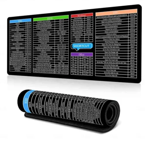 Excel Cheat Sheet Desk Mat, XL Mouse Pad with Shortcuts, 31.5"x11.8" or 35.4"x15.7", Desk Protector, Non-Slip, Waterproof, Office Work & Gaming, Productivity Gift for Professionals & Students
