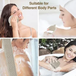 Exfoliating Back Scrubber & Exfoliating Sponge Pad Set for Shower, Bath Shower Scrubber for Men and Women, Luffa Scrubber to Deep Clean Relax Your Body (33 inch & 3.8 inch)