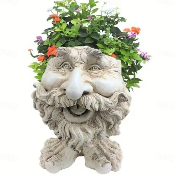 Face Planters, Muggle Head Planter Face Flower Pot Resin Garden Sculpture For Indoor Outdoor Plants, Unique Garden Pot Patio Decor