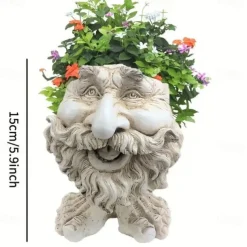 Face Planters, Muggle Head Planter Face Flower Pot Resin Garden Sculpture For Indoor Outdoor Plants, Unique Garden Pot Patio Decor