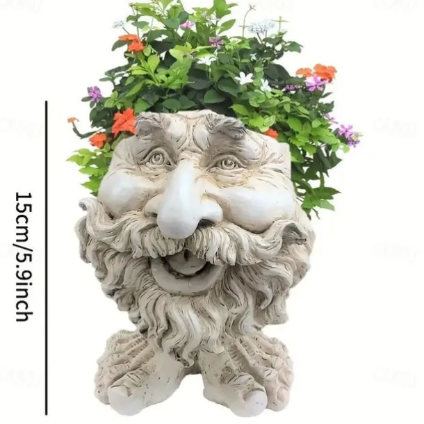Face Planters, Muggle Head Planter Face Flower Pot Resin Garden Sculpture For Indoor Outdoor Plants, Unique Garden Pot Patio Decor