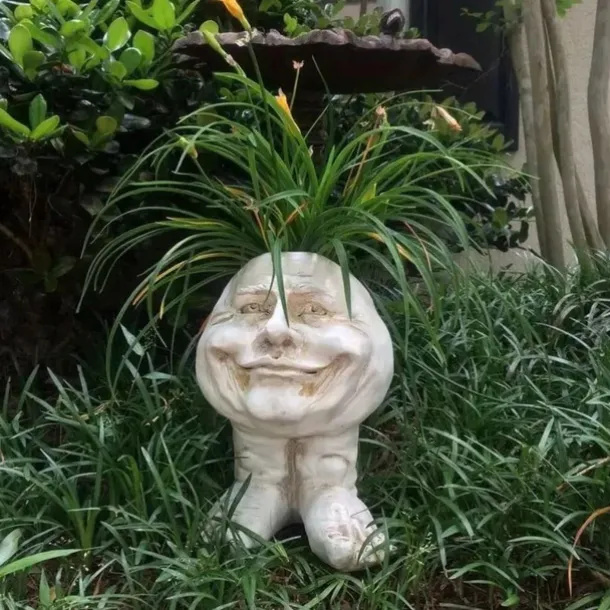 Face Planters, Muggle Head Planter Face Flower Pot Resin Garden Sculpture For Indoor Outdoor Plants, Unique Garden Pot Patio Decor