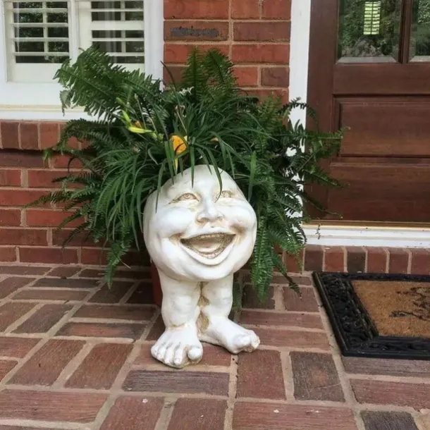 Face Planters, Muggle Head Planter Face Flower Pot Resin Garden Sculpture For Indoor Outdoor Plants, Unique Garden Pot Patio Decor