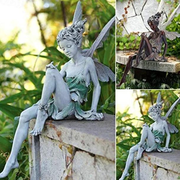 Fairy Statue Angel Fairy Statue, Garden Antique Resin, Realistic Decoration, Family Table Decoration, Garden, Lawn, Courtyard, Porch, Courtyard, Outdoor Decoration